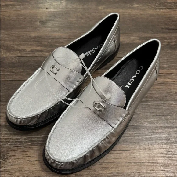Coach Metallic Silver Men Or Woman’s Loafers - Picture 4 of 4